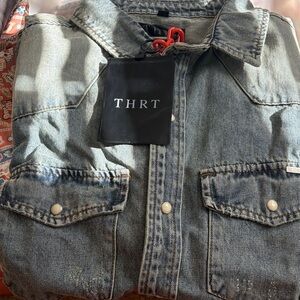 Men's Casual Denim Button Down Shirt - Blue